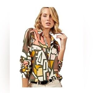 Multicolor abstract blouse